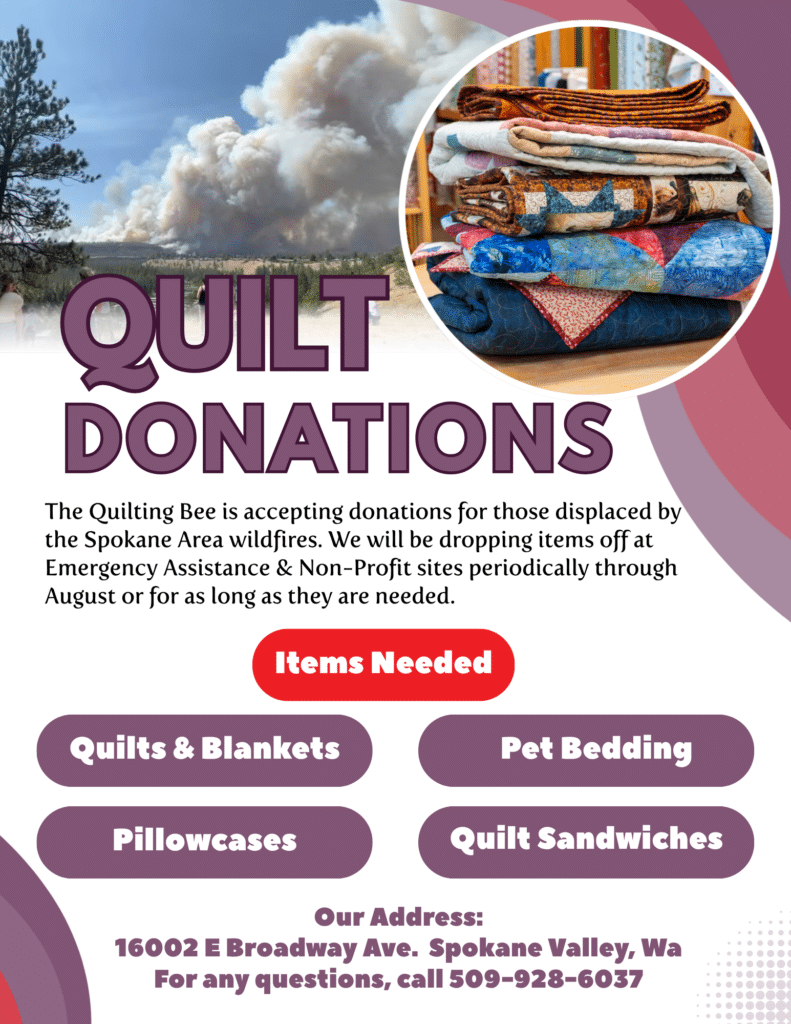 quilt donations spokane wildfires